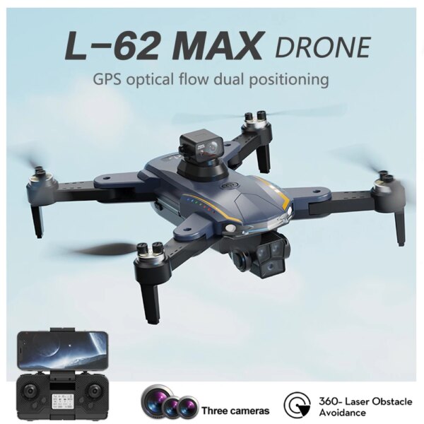 L-62/S6 Drone with Camera 4K Professional Aerial Photography Three Cameras Dron Optical Flow Folding Obstacle Avoidance Drone