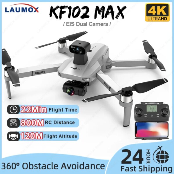 LAUMOX KF102 MAX Drone 4K Profesional GPS HD Camera with 2-Axis Anti-Shake Gimbal Brushless Motor RC Quadcopter VS SG907 MAX