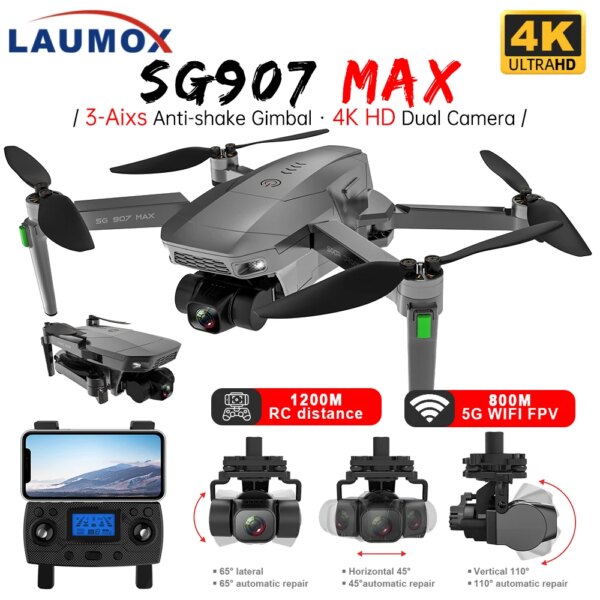 LAUMOX SG907 MAX 4K Camera GPS Drone 5G WiFi With 3-Axis Gimbal 25 Minutes Flight Profesional RC Quadcopter Dron SG906 PRO 2