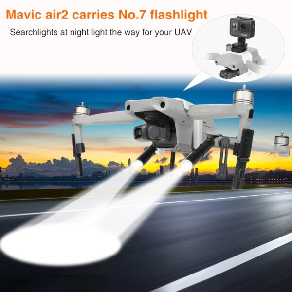 LED Flash Night Flight Searchlight Landing Gear Legs Extension Bracket Kit for DJI Mavic Air 2 Drone Camera Extend Mount Adapter