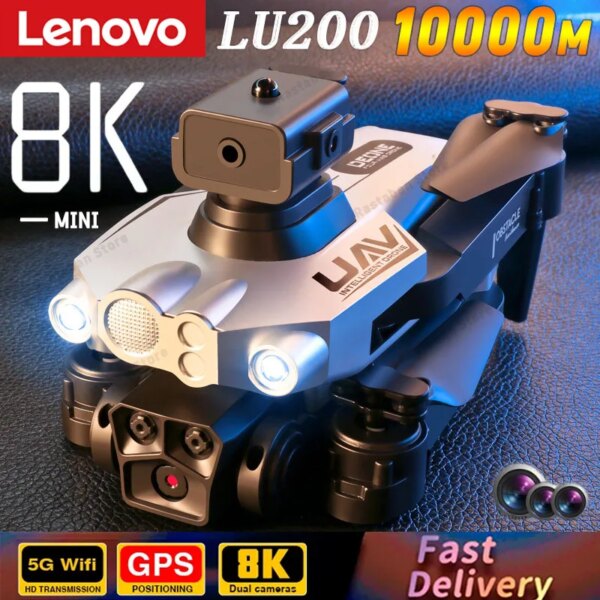 Lenovo Drones New Lu200 8K Professinal With 4K Three Camera Optical 360° Obstacle Avoidance Quadcopter Child Drone Free Shipping