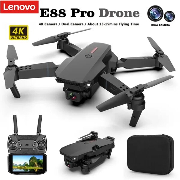 Lenovo E88 Pro Drone 4k Profesional HD 8k Rc Airplane Dual-Camera Wide-Angle Head Remote Quadcopter Airplane Toy Helicopter