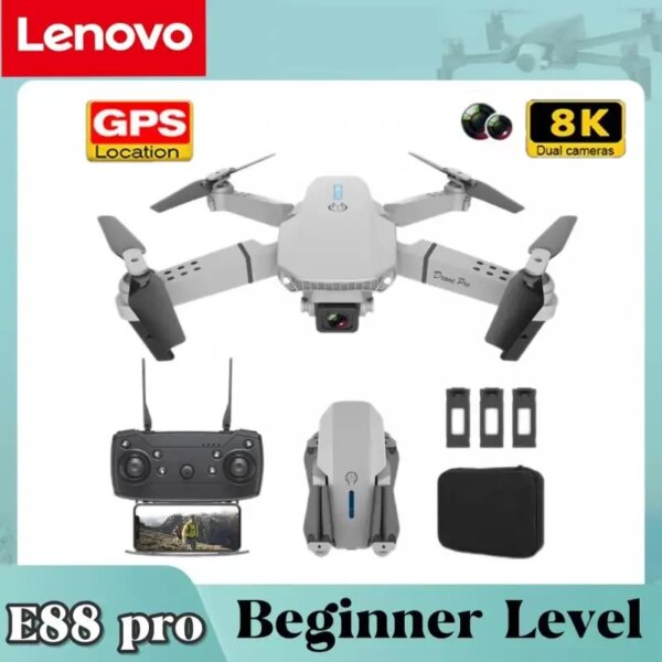 Lenovo Professional Drone E88 8k Wide-angle HD Camera WiFi Fpv Height Hold Foldable RC Quadrotor Helicopter Camera-dual Gift Toy