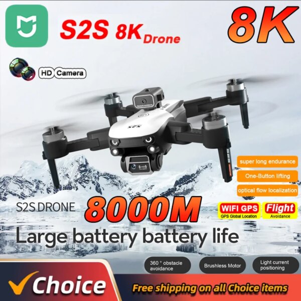 MIJIA S2S Drone 5G WIFI Launching Water Bomb Brushless Power Electric Adjustment 3 Camera Drone Quadcopter for Adult Child Toys