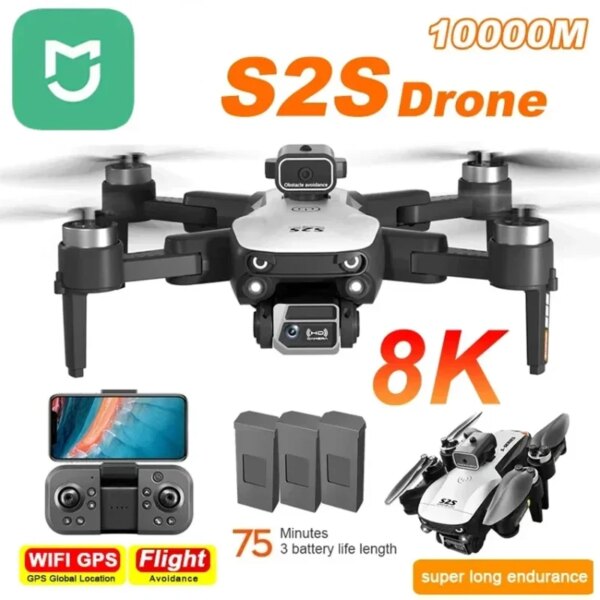 MIJIA S2S Drone 8K 5G GPS HD Aerial Photography Dual-Camera Omnidirectional Obstacle Brushless Avoidance Quadcopter Toys