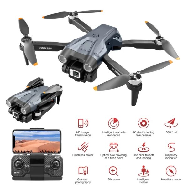 MINI K103 Drone 4K Professional Camera WIFI FPV Dron Obstacle Avoidance Brushless Folding Quadcopter RC Toys Gifts