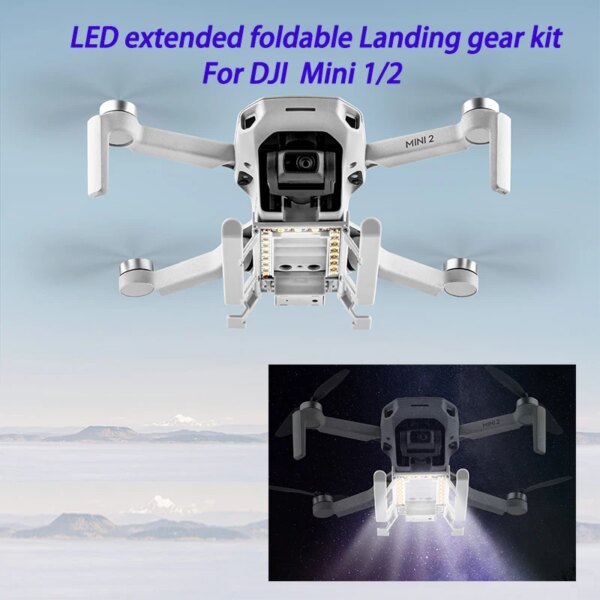 Mini 2 LED Landing Gear Night Flight Folding Height Extended Skid Protector for DJI Mini 1/2  se Drone Accessories