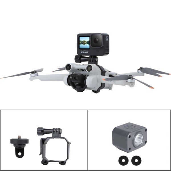 Multifunctional Adapter Mount for DJI Mini 3 Pro Drone Light Gopro 10 9 8 Insta 360 Go 2/1 Action Camera Adapter Quick Install