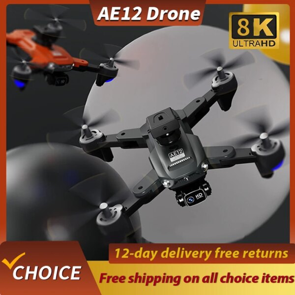 NEW AE12 Drone One Key Return ESC Obstacle Avoidance 2.4G Professional 8K Dual Camera Optical Flow Positioning Wifi FPV RC 3000