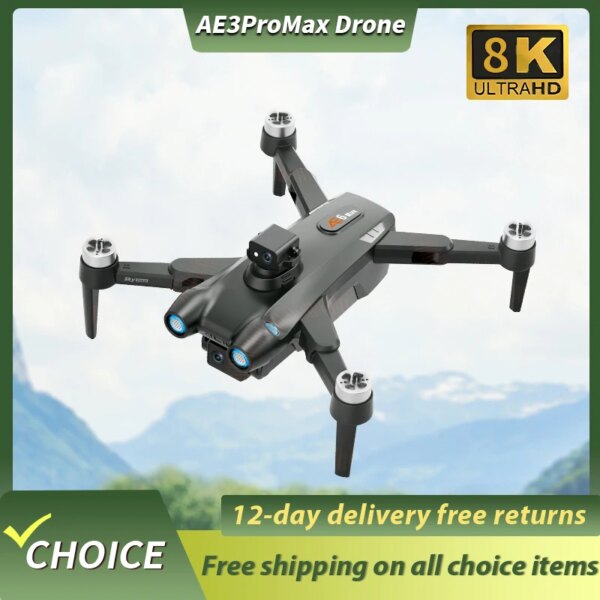 NEW AE3 5G Drone GPS 8K HD Dual Camera 3-axis Wide Angle Gimbal Anti-shake Radar Obstacle Avoidance Brushless WIFI Smart Drone