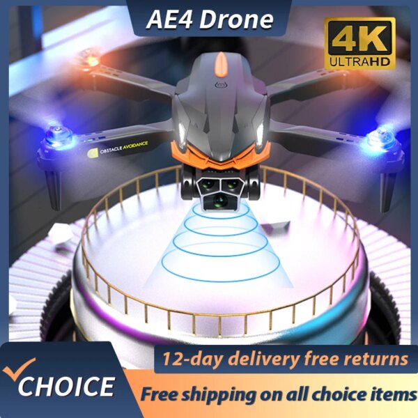 NEW AE4 Pro Drone Foldable Colorful lights Obstacle Avoidance 8K Professinal Triple HD Camera Optical Flow Positioning Drone