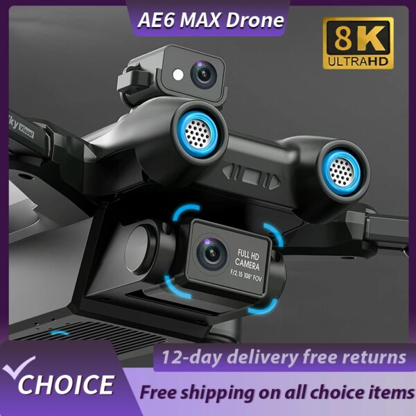 NEW AE6 MAX Drone GPS Optical flow positioning  360° obstacle avoidance 8K Professional HD ESC Dual Cameras DC FPV Drone