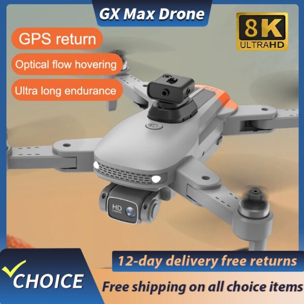 NEW GX MAX Drone Professional Obstacle Avoidance GPS 8K Dual Camera ESC Positioning Wifi Foldble FPV RC Brushless Height Hold