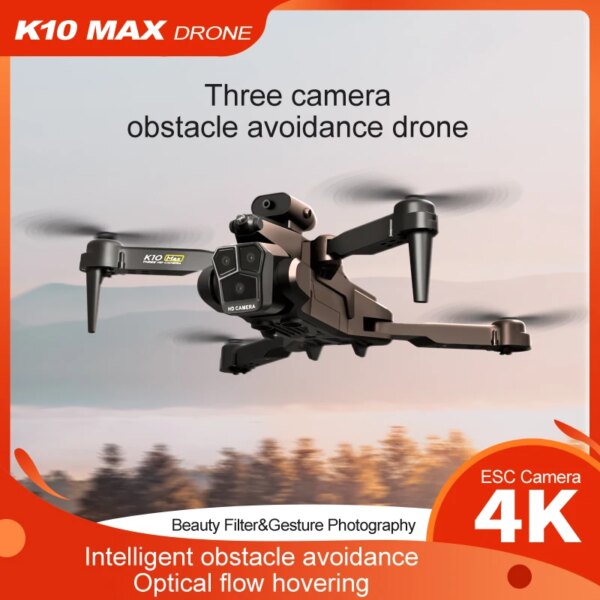 NEW K10 MAX Drone  Professional Obstacle Avoidance 4K HD Triple Camera ESC Positioning Remote FPV Drone Toys