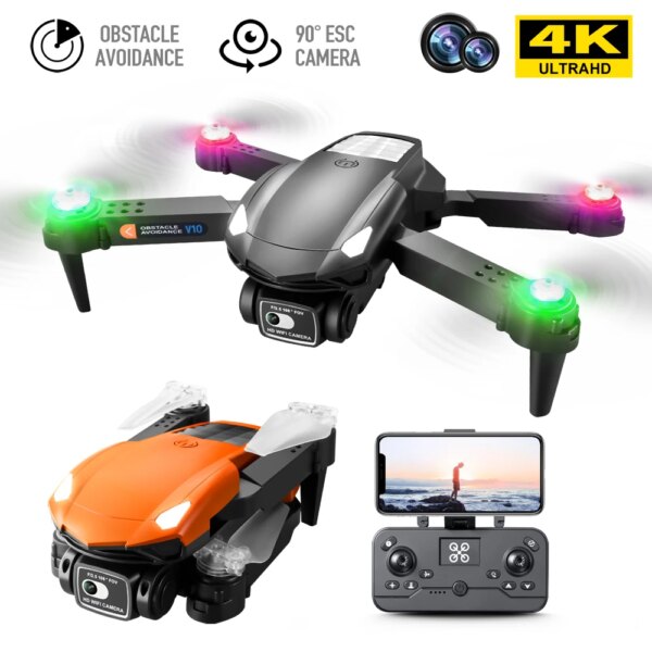 NEW V10 Drone Professional Quadcopter Obstacle Avoidance Drones RC Helicopters 4K Dual Camera Dron Toys For Boys