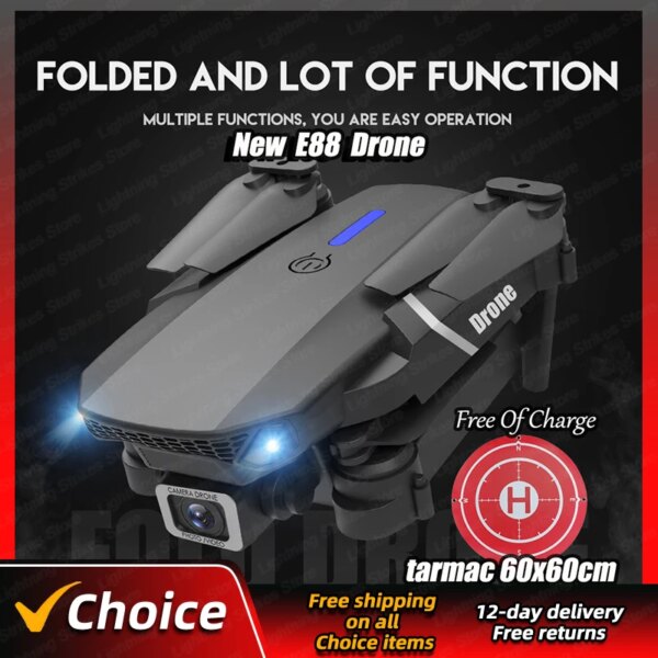 New E88 Mini Drone 4K HD Dual Camera Air Pressure Wifi FPV RC Foldable Quadcopter RC Dron Aerial Photography Kids Toys Gift