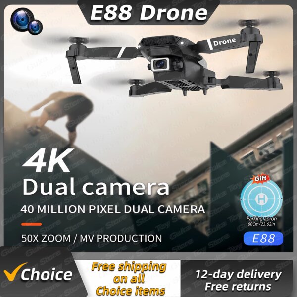 New E88Pro Foldable RC Drone 4K Professinal Dual HD Camera Mobile Application Control Quadcopter WIFI FPV Height Hold Apron Sell