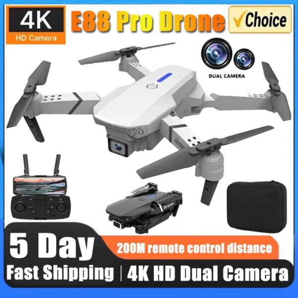 New E88Pro RC Drone 4K Professinal With 1080P Wide Angle Dual HD Camera Foldable RC Helicopter WIFI FPV Height Hold Apron Sell