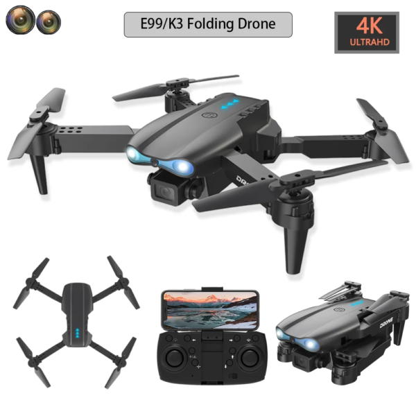 New E99 K3 Mini Drone 4K Pro HD Dual Camera High Hold Mode with WiFi FPV Foldable Aerial Photography RC Quadcopter Helicopter