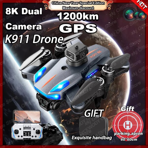 New K911 SE GPS Drone 8K Professional Obstacle Avoidance 4K DualHD Camera 5G Brushless Motor Foldable Quadcopter Gifts Toys