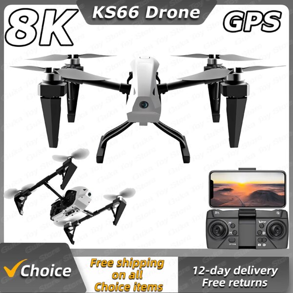 New KS66 APP RC Drone 4K Professinal 8K HD Dual Camera 5G WIFI Wide Angle Optical Flow Localization Brushless Motor Quadcopter