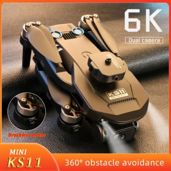 New LS KS11 Mini Drone 4K Professional Vs S1S 6K Dual HD Camera Obstacle Avoidance Optical Flow Brushless RC Dron Quadcopter