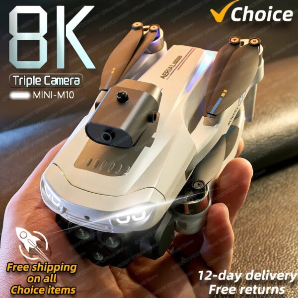 New Mini M10 Pro Drone 8K Professinal 4K HD Camera Wide Angle Optical Flow Localization Brushless Motor RC Quadcopter Apron Sell