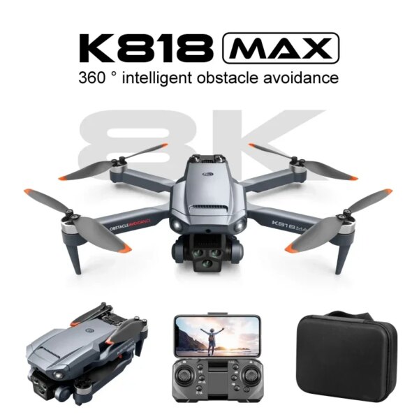 New Professinal Three Cameras 8K Wide Angle K818 Max Dron 4K Optical Flow Localization Four-Way Obstacle Avoidance RC Quadcopter