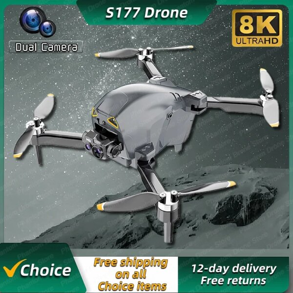 New S177 4K Drone Professional Obstacle Avoidance 8K DualHD Camera 5G Brushless Motor Foldable Quadcopter Gifts Toys