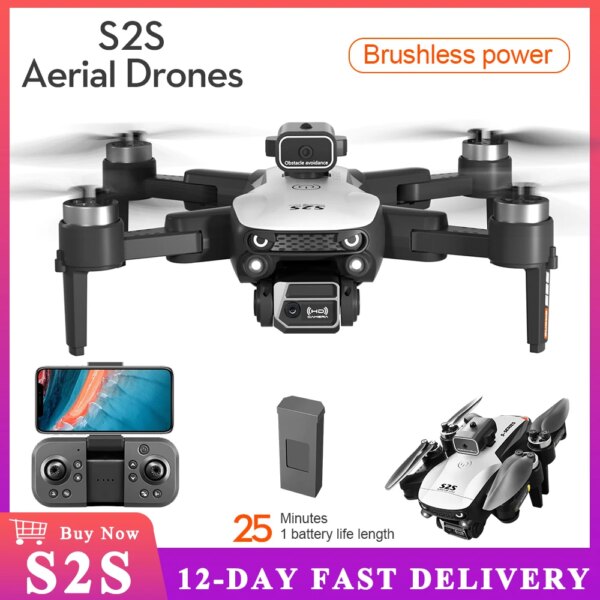 New S2S Drone 4K HD Dual Camera Brushless Motor 360° Obstacle Avoidance Dron RC Helicopter Professional Foldable Quadcopter Toys