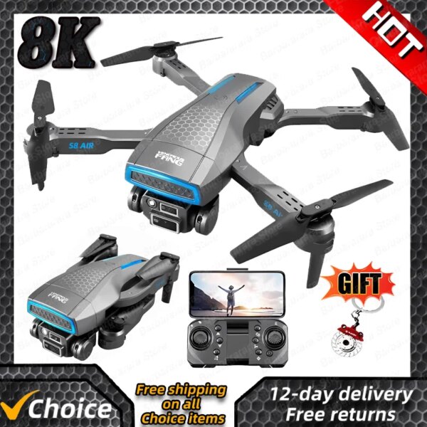 New S8 Drone 8K Professional HD Camear RC Quadcopter Helicopter WIFI FPV Avoid Obstacles Optical Flow Kid Gift Toy Apron Sell