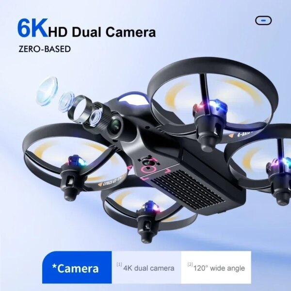 New V16 Mini Drone 10K HD Camera Aerial Camera Professional RC Colourful Lights Quadcopter Children's Toys Aerial Distance 6000M