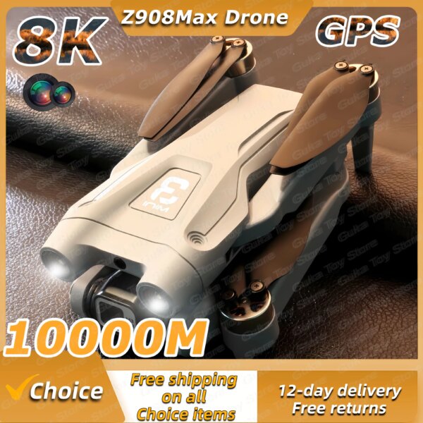 New Z908Max GPS Drone 8K HD Dual Camera 10KM Professional WIFI FPV Obstacle Avoidance Brushless Four-Axis Folding RC Quadcopter