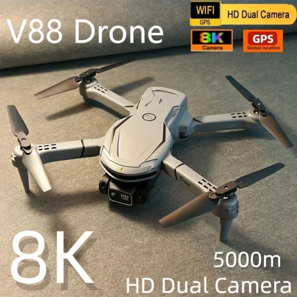 Original V88 Drone 8K Professional HD Aerial Dual-Camera Omnidirectional Obstacle Avoidance Drone Quadcopter 5000M