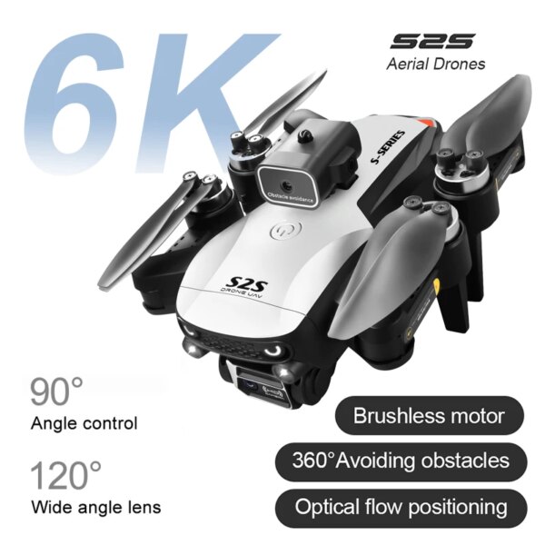 Professional S2S Drone 6K HD Dual Camera Long Flight Time RC Quadcopter with 360° Obstacle Avoidance Optical Positioning Toys