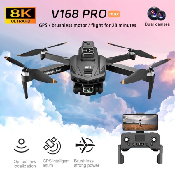 RC Drone Professional With 8K HD Dual Camera GPS Brushless 5G WIFI FPV RC Quadcopter Obstacle Avoidance Aerial Photography Dron