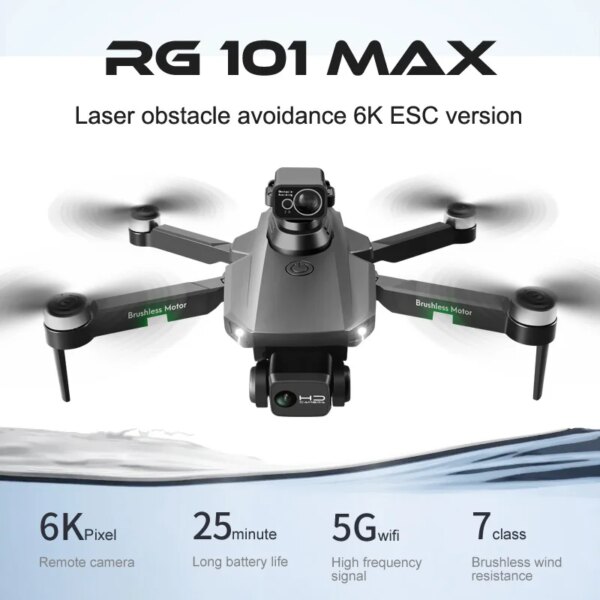 RG101 MAX Drone GPS Professional 6K HD Dual Camera Brushless Motor FPV Obstacle Avoidance Smart Return RC Quadcopter for Adult