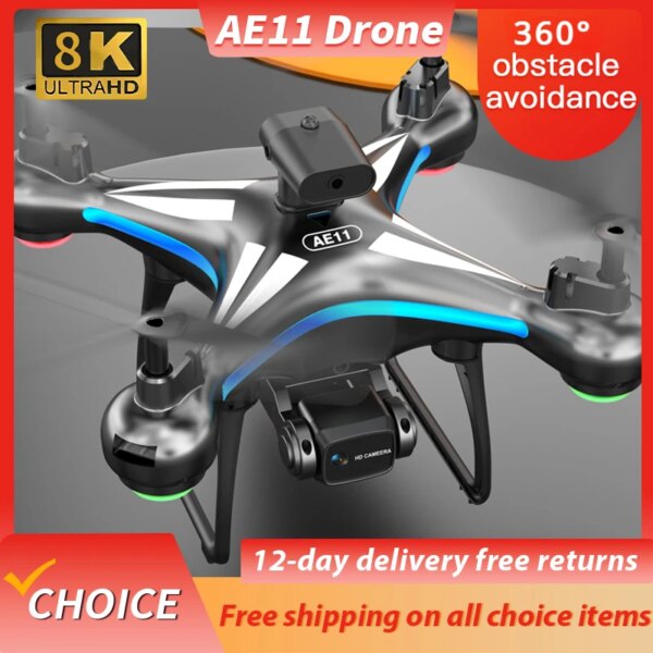 RNABAU AE11 Drone 2.4G Professional 8K Dual Camera One Key Return ESC Obstacle Avoidance Optical Flow Positioning Wifi FPV RC