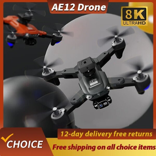 RNABAU AE12 Drone One Key Return ESC Obstacle Avoidance 2.4G Professional 8K Dual Camera Optical Flow Positioning Wifi FPV RC