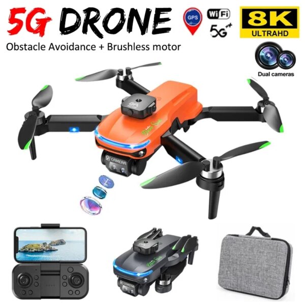 S118 Drone Professional 8K Brushless Motor Obstacle Avoidance ESC Drone With Dual Camera Foldable RC Quadcopter Toys