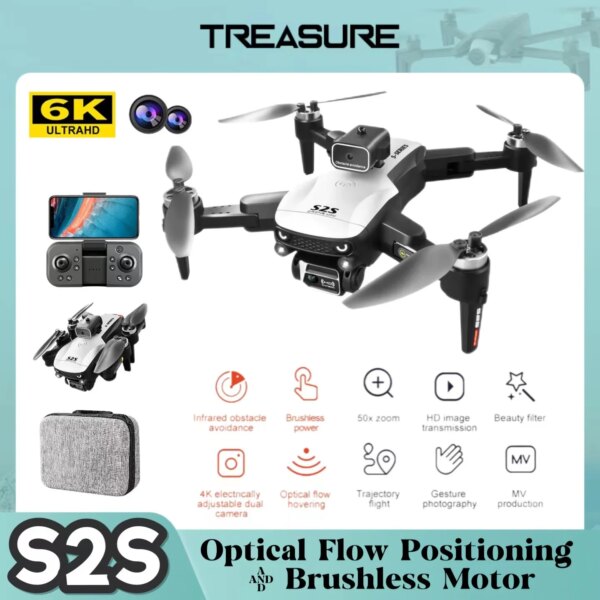 S2S Drone Professional EIS Aerial Photography 6K HD Dual Camera FPV Obstacle Avoidance Foldable Quadcopter RC Dron Toys