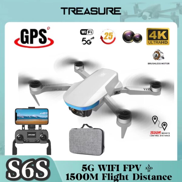 S6S Mini Drone Professional 4K Ultra HD Camera Obstacle Avoidance 5G WIFI FPV Light Flow GPS Folding Quadcopter RC Toys