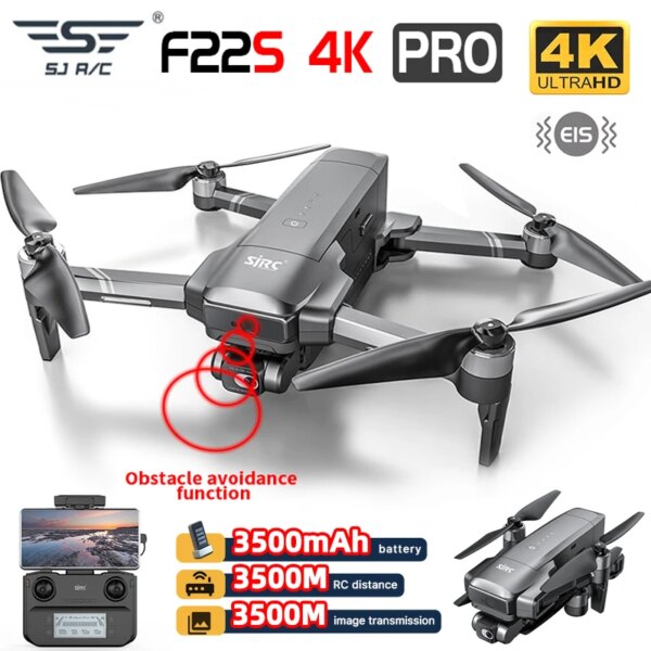 SJRC F22/F22S 4K PRO GPS Drone 4K Professional EIS Camera with 2 Axis Gimbal 3.5KM 5G WiFi RC Foldable Brushless Quadcopter