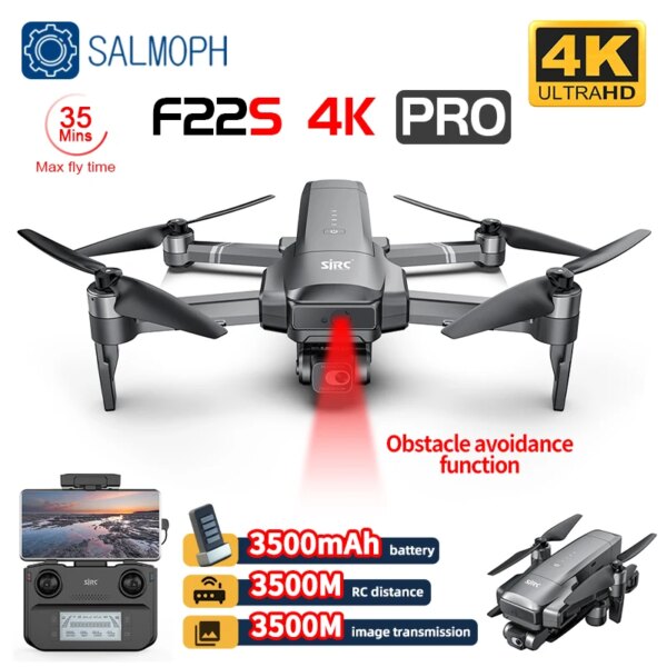 SJRC F22S 4K Pro Drone With Camera Obstacle Avoidance 3.5KM 2-axis EIS Gimbal 5G WIFI GPS FPV Quadcopter Professional RC Dron