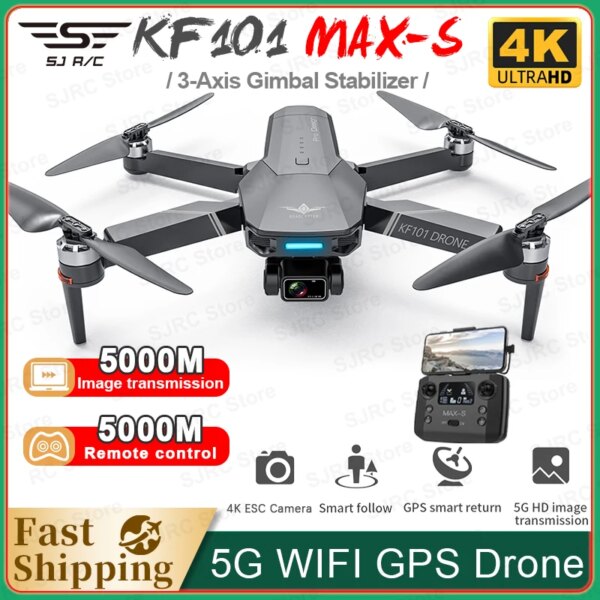 SJRC KF101 Max-S FPV Drone 4K Profesional 3-Axis Gimbal Obstacle Avoidance Drones With 4K HD Camera  Foldable RC Quadcopter