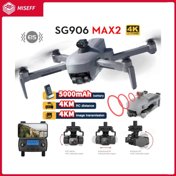 Ship from US SG906 MAX2 Drone 4K Profesional Drones with HD Camera Laser Obstacle Avoidance 3-Axis Gimbal 5G WiFi FPV Dron RC