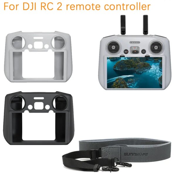 Silicone Protection Case for DJI RC 2 Remote Controller Protective Film for DJI AIR 3 Lanyard Neck Strap Silicone Accessories