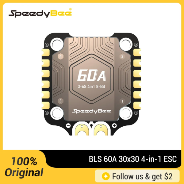 SpeedyBee BLS 60A 30x30 4-in-1 ESC For FPV For Drone ESC Upgraded to 60A Copper Thickness 3 Ounces 1000uF Huge Filtering Capaci