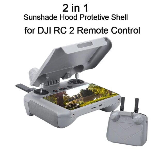 Sunshade Hood + Rocker Protector 2 in 1 Foldable Shell for DJI RC 2 Control for DJI Mini 4 PRO/ AIR 3 Drone RC2 Accessories