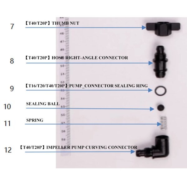 T40 T20P Water Tank Impeller Pump Curving Connector Sealing Ball Spring KIT